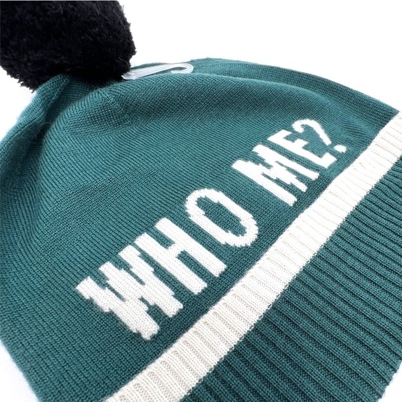 Kate Spade Beanie “Who Me?” Owl Wool Kit Hat Pom Pom Green Red White New NWT - Picture 4 of 9